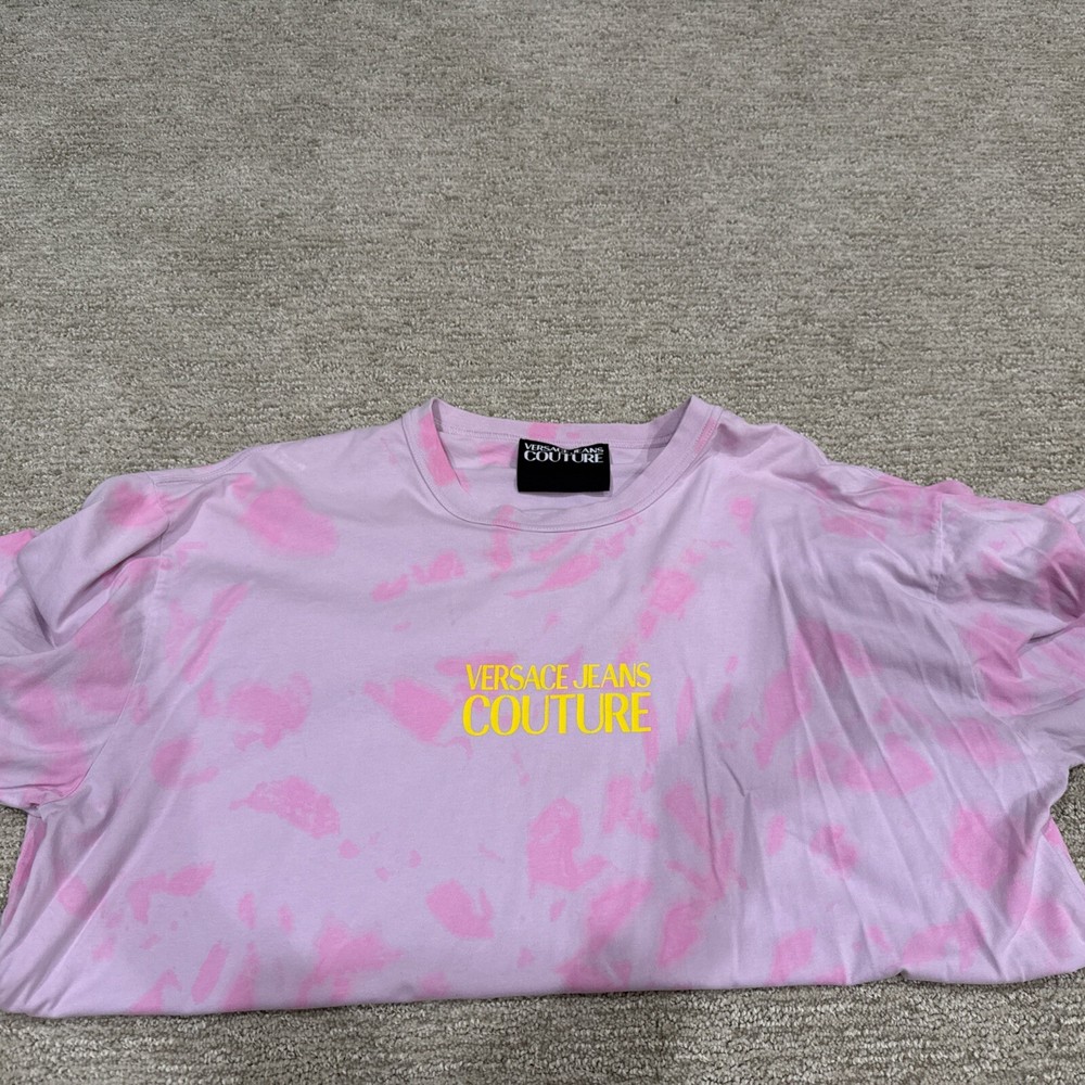 Authentic Versace Jeans Couture Men's pink Tiedye T-Shirt Size Xl New