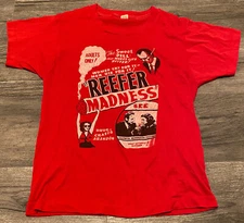 REEFER MADNESS Vintage Screen Stars Shirt Red Medium Single Stitch 1936 Movie