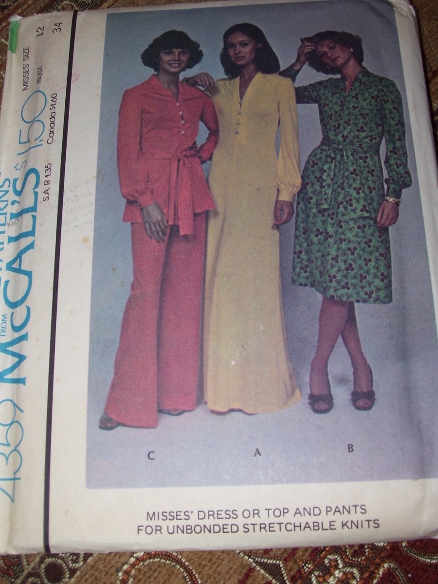 ladies dress palazzo 💐1974 McCALL'S #4359-LADIES STYLE PANTS & TWO LENGTH PATTERN 12FF plazo design latest