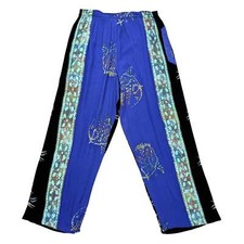 Vintage 90s Floral Rayon Crinkle Pants One Size