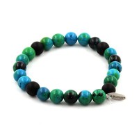 Steine Und MinéRaux. Armband Perlen Chrysocolla + Schwarz Onyx Matt 8 Mm. - Made