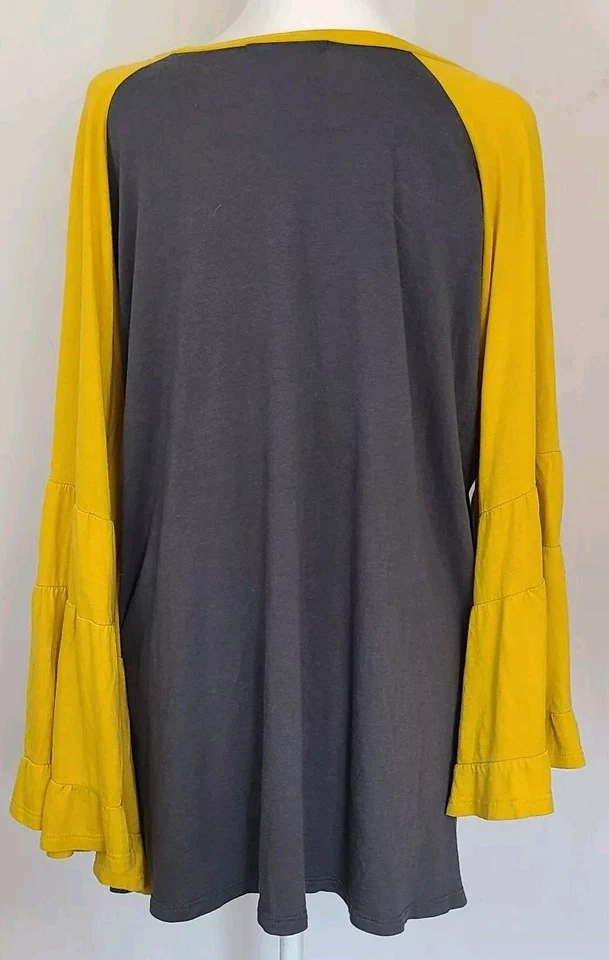 Camiseta de béisbol Rock Rose Couture manga campana grunge Christian amarillo/gris talla L Foto 2 de 4