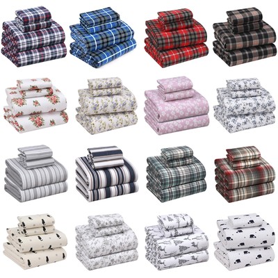 100% Cotton Flannel Sheet Set Deep Pockets Breathable Warm 170 GSM Cozy Soft
