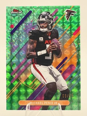Michael Penix Jr. 2025 Topps Finest #224 Rare Green Geometric Jersey Match 9/25