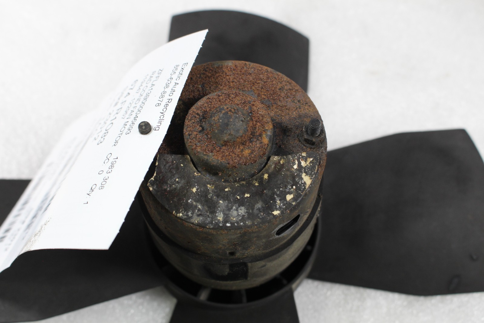 Ferrari 308, Radiator Fan Blade & Motor, Rusted, Used, P/N 119447, 122957