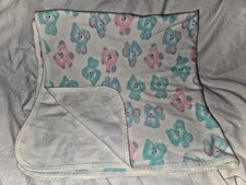 VTG Carters Cotton Receiving Blanket Pastel Teddy Bear Pink Blue Green