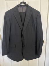Brooks Brothers 346 Wool Dark Grey Pinstripe 2 Piece Suit Size 46R W44xL31