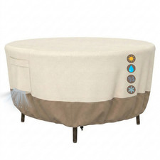 Round Patio Table Cover Waterproof Heavy Duty Round 48" Dia X 26"H Beige Khaki