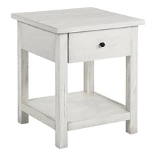 Payne 1-drawer Wood End Table with Shelf Distressed White