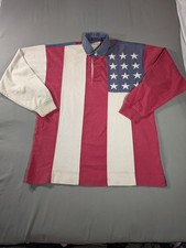 Vintage Tommy Hilfiger Rugby Polo Shirt Mens Small USA Flag Back Spellout 90s LS