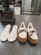 UGG DAKOTA FLUFF MOCCASIN SLIPPER, CHESTNUT SIZE 10 NWOB.