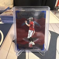 2022 Donruss Elite Title Waves Blue 09/10 #TW3 Tom Brady 2021 Passing Title