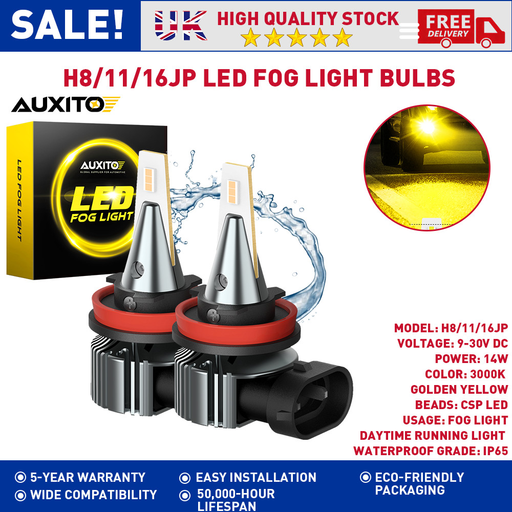 H11 H8 LED Bulbs Fog Light Daytime Running Light Kit 3000K Golden Yellow Pair UK