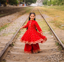Pakistani mother /daughter matching outfit/ 2 pcs lined dress with plazo pants