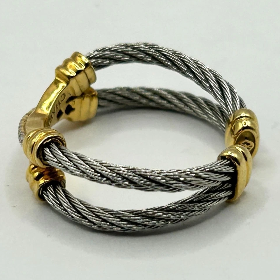 Charriol Ring – Stainless Steel, 18K Yellow Gold and Natural Diamonds - Size 6 - Image 4 of 4