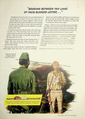 Original 1943 Vintage Print Ad: Nash Kelvinator, Reading Between the lines.