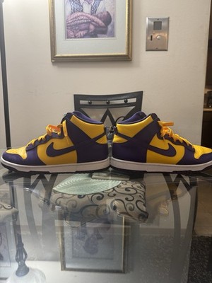 Nike Dunk High Yellow Purple Men's High Top Basketball Sneakers