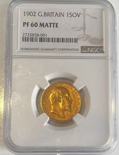 Edward VII 1902 Matte Proof Sovereign NGC - PF60 MATTE - Lovely