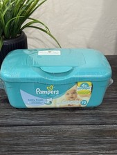 Pampers Baby Fresh Wipes Dispenser Sealed Pop Up Container Blue Green New