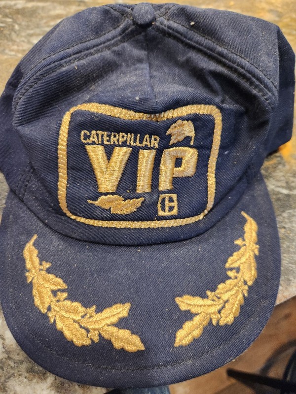vintage caterpillar vip dark blue snap back hat