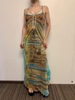 DDP Save The Queen Vintage Mesh y2k Maxi Dress Italian Summer Multicolor Size M