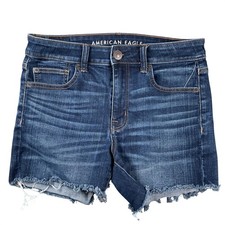 American Eagle Outfitters Dark Wash Denim Cutoff Shorts Distressed Frayed Size 6