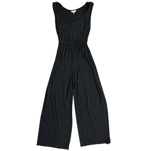 Max Studio Wide Leg Jumpsuit Black Sleeveless Scoop Neck Elastic Waist Size XS