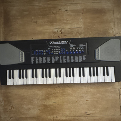 Techno-Beat 49-Key Electronic Keyboard w/ Built-In Speaker, Black/Silver