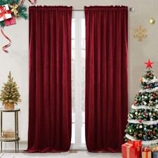 StangH Theater Red Velvet Curtains-Super Soft Blackout Insulated Curtain Panels