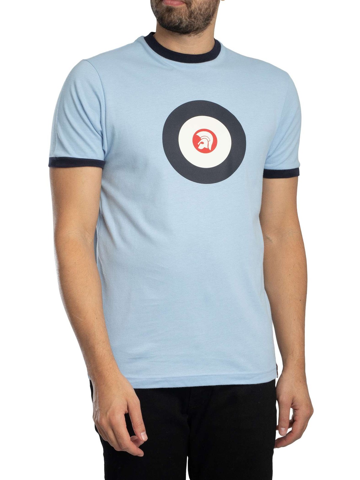 Trojan Men's Target Logo Ringer T-Shirt, Blue