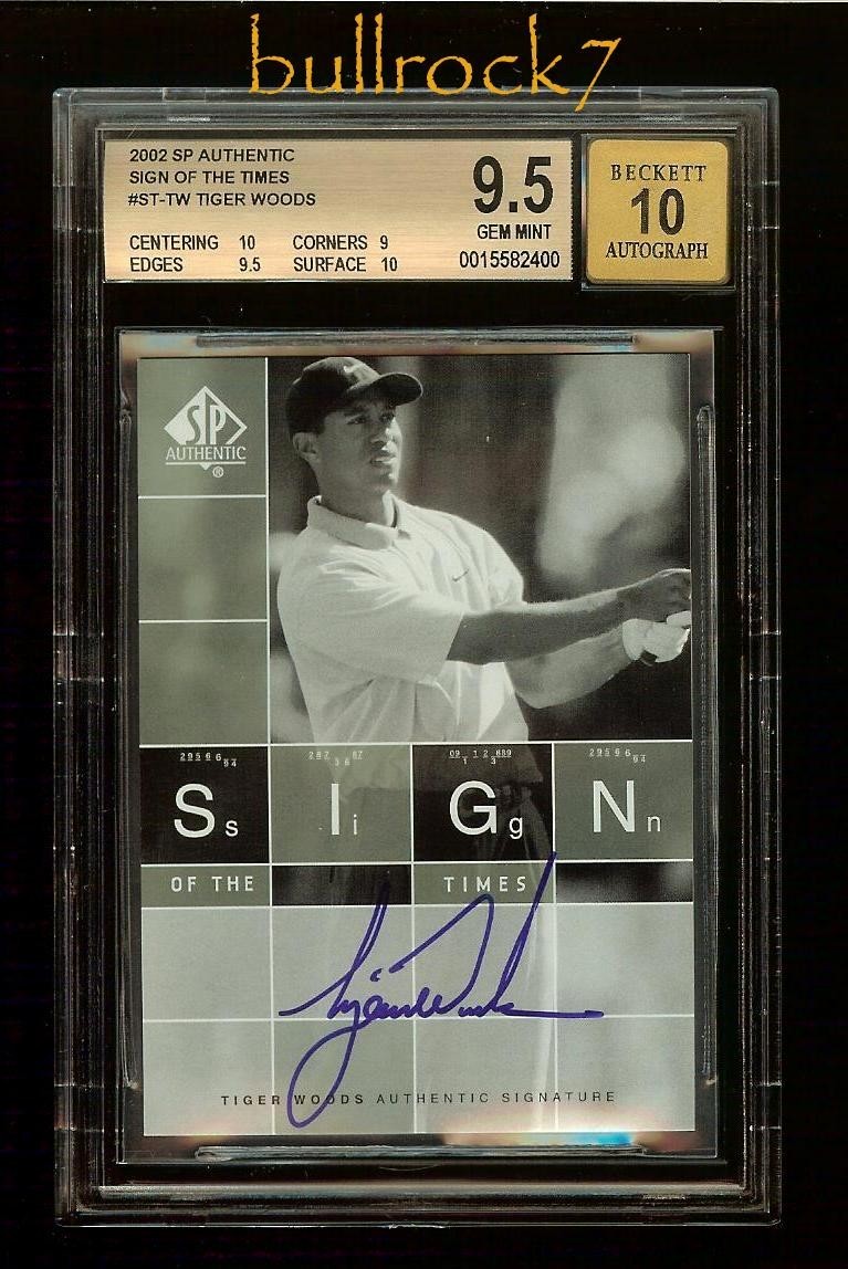 Tiger Woods 2002 SP Authentic Golf AUTO Sign of the Times SOTT BGS 9.5 /10 SP 