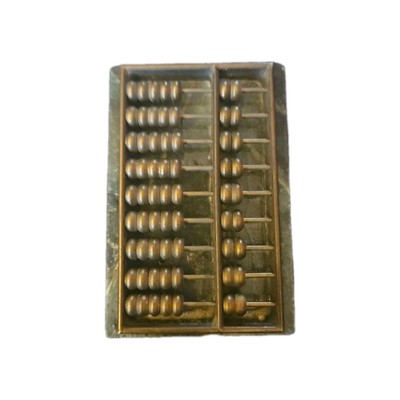 Vintage Brass Abacus on Green Marble Base / Small Paperweight 3.5 x2.5 