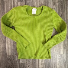 Pierre Cardin Bright Green Ribbed Cotton Sweater Pullover   100 Cotton