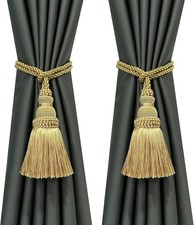 2 Pack Curtain Tie Backs Rope Tassels For Curtains Drape Tiebacks Handmade Gold