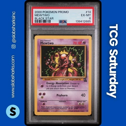 1999 POKEMON WIZARDS BS PROMO MEWTWO STRIKES BK VHS/DVD RELEASE #14 MEWTWO PSA 6