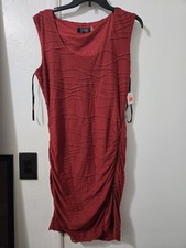 Womens Guess Y2k 2000s Bodycon Wrap Dress Burnt Orange Size 14 Large Zipper $59