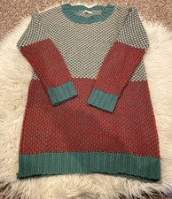 Lavand Medium Red And Green Knit Sweater Dress Chunky Christmas Holiday