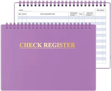Personal Checkbook Register - Financial Ledger, Wide Edition (Purple) 8.4" X 6.1