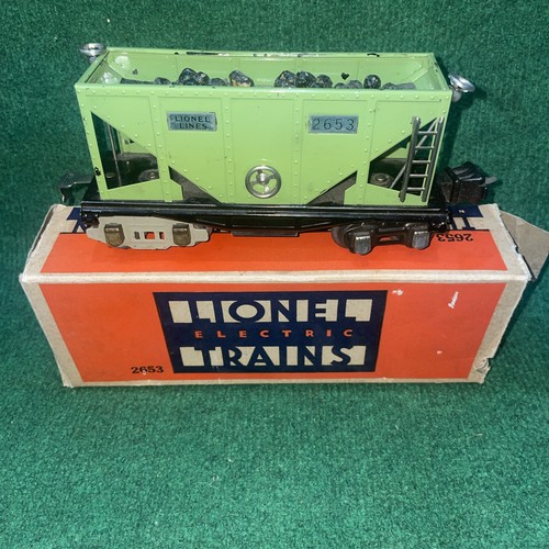 LIONEL LINES PREGUERRA PLACA DE HOJALATA CALIBRE VERDE TOLVA DE BAHÍA ÚNICA COCHE # 2653 | Condition: Used