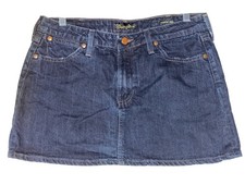Wrangler 47 Madison Denim Mini Skirt Size 30 Dark Blue Cotton Blend Made In USA