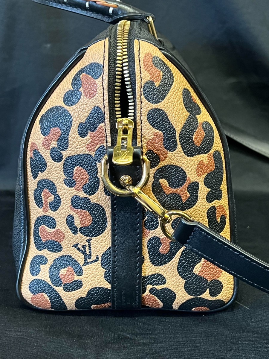 LOUIS VUITTON BLACK MONOGRAM WILD AT HEART SPEEDY 25 BANDOULIERE