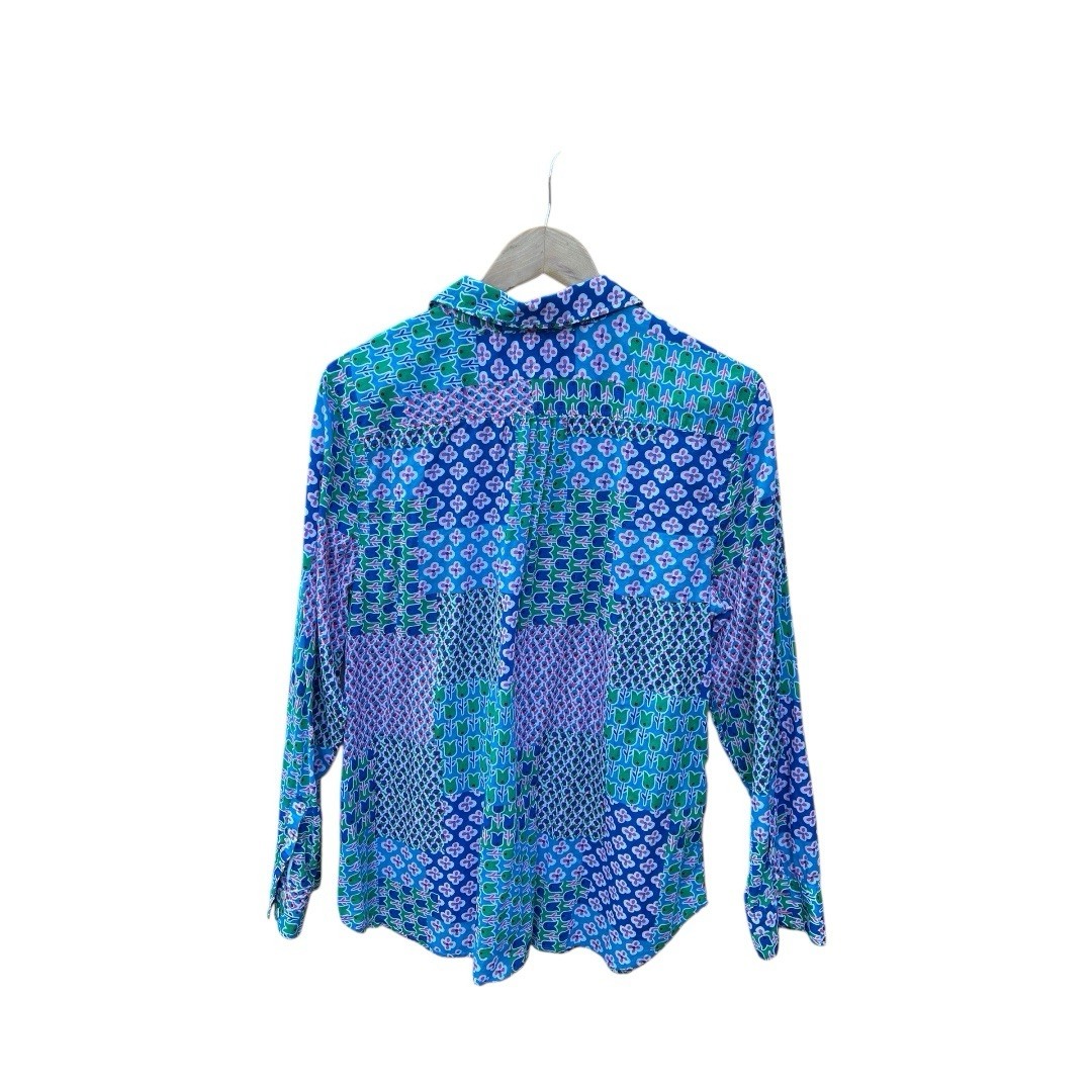 Talbots Patchwork Floral Button Front Shirt  Blou… - image 5