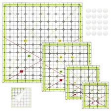 Acrylic Quilting Rulers Set Square Templates with Non Slip Rings 4 Pack