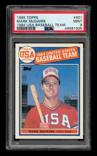 1985 Topps Set-Break #401 Mark Mcgwire 1984 Usa Baseball Team PSA 9 MINT