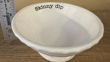MUD PIE Skinny Dip Bowl White Oval Ceramic 6”x5”x2” Pedestal Dip Serving Dish