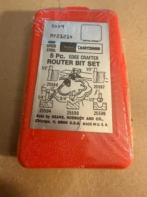 #ad #ad Sears Craftsman 5 Pc. Edge Crafter Router Bit Set MY21214 Red Case NEW SEALED $22.50
