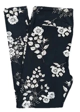 LuLaRoe TC Leggings Floral Pink Vintage Rose on Black Size 12-18 NEW 258790