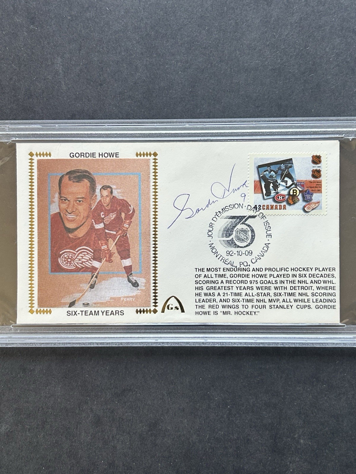 Gordie Howe 1992 First Day Cover PSA/DNA Authentic Auto Autograph Six Team Years