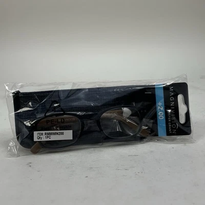 Magnivision Foster Grant +2,00 Winston Lesebrille + Etui Holzoptik Neu