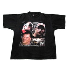 Vintage 2002 WWF T Shirt Mens Large Black The Rock, Stone Cold & Kurt Angle Tee